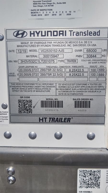 2020 HYUNDAI HY 6081216795