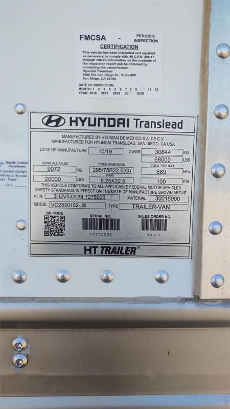 2020 HYUNDAI HY 6081267199 2020 HYUNDAI HY 6081267199
