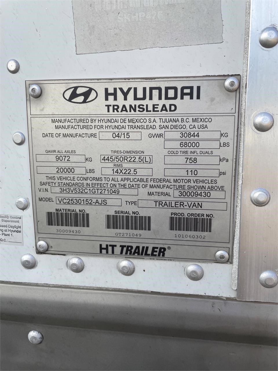 2016 HYUNDAI DRY VAN - Coast Hyundai Trailer