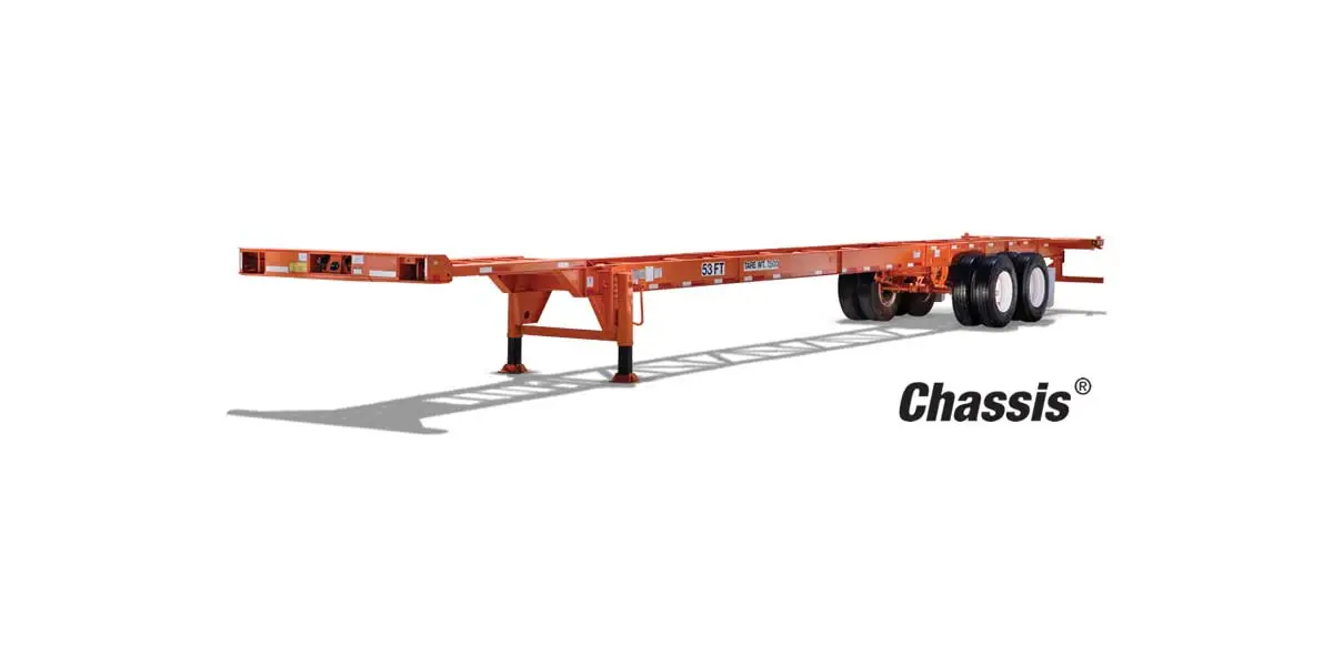 Chassis 2 Hyundai Translead chassis trailer with heavy-duty frame and single rear axle designed for container transport